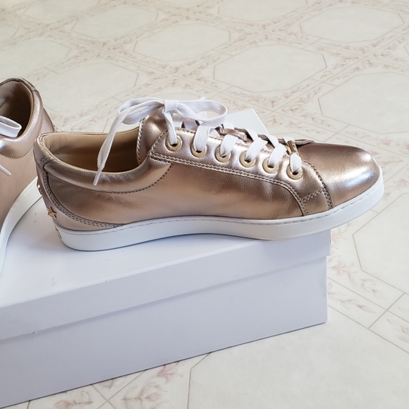 NWT Jimmy Choo Shoes Leather Sneaker Rose Gold Designer Luxury Sneaker Presents - Picture 14 of 16